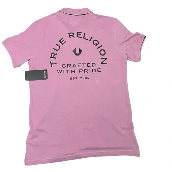 NWT True Religion Men's Designer Cotton Logo Polo MAUVE ORCH
